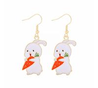 Luckywaqng Simpatici orecchini Bunny Dangling Happy Easter Egg carota orecchini pasquali simpatici orecchini adesivi ragazza, Taglia unica, Lega di acciaio, Nessuna pietra preziosa