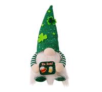 Luckyy Green Lighted Gnomes - Irish Shamrock Decor | Festive Scandinavian Tomte Figurine with Sequin Hat, Illuminated Holiday Ornament for Home, Living Room, Bar, Saint Paddy’s Party, Seasonal Center