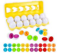 Luclay Uova Abbinate Giocattoli, 12 Pezzi Uova di Pasqua Ordinamento Giocattoli per Bambini, Colori e Forme Apprendimento Giocattoli Montessori per Bambini Ragazzi Ragazze (Uova di Dinosauro)