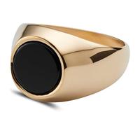 Lucleon by Trendhim Anello da uomo | acciaio inossidabile e onice nero | superficie lucidata | design danese | forma a D | acciaio/nero, 80mm, Metallo non prezioso, Nessuna pietra preziosa