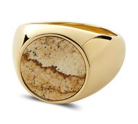 Lucleon by Trendhim Anello da uomo | acciaio inossidabile e pietra del Madagascaro | superficie lucidata | design danese | forma a D | acciaio e beige chiaro, 60mm, Metallo non prezioso, Nessuna