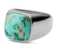 Lucleon by Trendhim - Anello da uomo con sigillo Len in acciaio inox con design a ghiaia di crisocolla, design danese, gioiello da uomo espressivo per tutti i giorni e le occasioni, 55mm, Metallo non