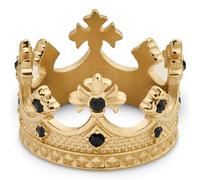 Lucleon by Trendhim Anello da uomo | design a corona dorata | acciaio inossidabile 316L e zirconi | design danese | superficie sabbiata | oro/nero, 70mm, Metallo non prezioso, Nessuna pietra preziosa