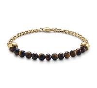 Lucleon by Trendhim Bracciale di perle da uomo, teschio in argento con sodalite, acciaio inossidabile 316L e pietra naturale, design danese, chiusura a moschettone in ottone, medium, Metallo, Nessuna
