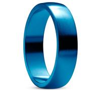 Lucleon Trendhim - Anello da uomo in acciaio inox spazzolato blu spazzolato, acciaio inossidabile 316L e rivestimento PVD, design danese, a forma di D, blu cobalto