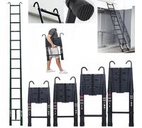 Lucn 3,2-6,2 m Scala telescopica in alluminio Ganci staccabili Scala di estensione portatile antiscivolo Scala per soffitta sul tetto del loft Nero