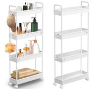 Lucn Carrello portatile a 4 livelli, carrello portaoggetti sottile con ruote, carrello estraibile e sottile