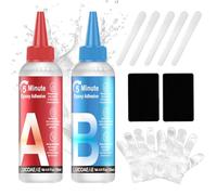 LUCOAEAE 250ml 2x125ml Colla Epossidica Bicomponente 5 Minuti Trasparente | Colla Bicomponente Epossidica Epossidica per Metallo Plastica Legno Ceramica