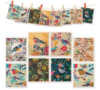 Lucomb Confezione da 8 strofinacci svedesi da cucina, riutilizzabili, morbidi, set di strofinacci da cucina in spugna assorbente, lavabile, asciugatura rapida, lavaggio delle mani (uccelli e fiori)