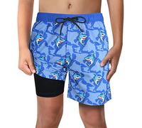 LUCOWEE Costume da bagno per ragazzi con fodera a compressione, comodo, anti-sfregamento, elasticizzato, UPF ad asciugatura rapida, taglia 3T-20, Squalo arrabbiato, 5-6 Anni