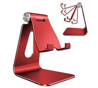 Lucrave Supporto per cellulare regolabile in alluminio per iPhone SE 12/13/14/15 Pro/XS Max/XR/Plus/Mini, Samsung Galaxy S20/S10/S9/S8 e altri telefoni cellulari, rosso