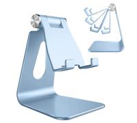 Lucrave Supporto portatile in alluminio regolabile per telefono da scrivania compatibile con iPhone SE 13/14/15 16 17 Pro/XS Max/XR/Plus/Mini, Samsung Galaxy S20/S10/S9/S8 e altri telefoni, blu
