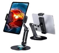 Lucrave Supporto Tablet, Supporto Tablet da Tavolo Girevole, Supporto iPad Pieghevole con Braccio da 11" Compatibile con iPad Air/Mini, 10.2/9.7, Pro 11/13, Samsung Galaxy Tab, Nero