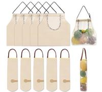 Lucxhcky Confezione da 10 sacchetti in rete da appendere, per cipolle, aglio, patate, mercati agricoli, spesa, verdure, Beige, Semplice