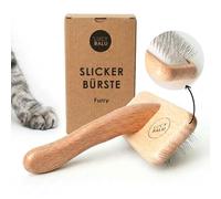 LucyBalu® Furry Spazzola per gatti con setole metallo e manico in faggio