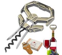 LUCYLANKER Ah So Apribottiglie per Vino, Cavatappi per Vino Antico con Custodia Portatile in Pelle, Estrattore di Sughero a Due Punte con Apribottiglie per Intenditori di Vino da Stappare (Bronzo3)