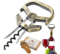 LUCYLANKER Ah So Apribottiglie per Vino, Cavatappi per Vino Antico con Custodia Portatile in Pelle, Estrattore di Sughero a Due Punte con Apribottiglie per Intenditori di Vino da Stappare (Bronzo1)