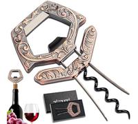 LUCYLANKER Apribottiglie Vino, Apribottiglie per Bottiglie Vino 3 in 1 Ah So, Cavatappi Bilama, Cavatappi Vecchie Annate con Apribottiglie per Birra, Regalo per Gli Amanti del Vino (Rosso Rame)
