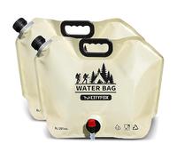 LUCYLANKER Borsa per Acqua Potabile Pieghevole da Esterno, Contenitore per Acqua Potabile da 8 Litri di Grande capacità, Senza BPA, Adatta per Esterni, Barbecue, Picnic e Campeggio (2 Khaki)