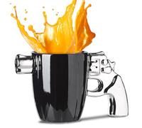LUCYLANKER Tazza da caffè in Ceramica Elegante e Divertente con Manico a Pistola, Bicchiere Novità, Tazza da caffè Revolver Personalizzata, Regali Militari per Uomo, 330ML (Argento)