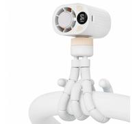 LUCYLANKER Ventilatore per Passeggino, Ventilatore Portatile con Funzione di Raffreddamento & Treppiede Flessibile, Mini Ventilador de Mano para Silla de Coche, Carrito, Oficina, Viaje (Blanco)