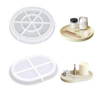 Lucywey Stampo in Silicone 2 Pezzi - Set Rotondo e Ovale con Bordo per Resina Epossidica e Calcestruzzo, Ideale per Vassoio Frutta/Sottobicchieri/Ciotole Fai da Te, Decorazioni Casa