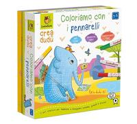 Ludattica - Coloriamo con pennarelli - Set creativo per imparare a colorare con 6 pennarelli per bambini 2-5 anni Made in Italy