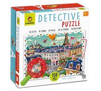 Ludattica - Detective puzzle In città - Puzzle 108 pezzi bambini 5+ - Due giochi in uno - Dimensione 70 x 50cm - Made in Italy