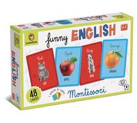 Ludattica - GIOCHI MONTESSORI - Funny English - gioco di carte 4-7 anni per imparare l'inglese in maniera facile e divertente - 48 carte di grande formato - Made in Italy