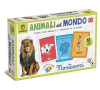 Ludattica - GIOCHI MONTESSORI - Gioco di carte Animali del mondo - gioco di carte 4-7 anno per conoscere tanti animali e il continente in cui vivono - Made in Italy