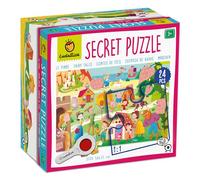 Ludattica - Secret puzzle 24 Maxi pezzi | Formato 50x35 cm | con lente spia inclusa | Personaggi delle fiabe | Gioco educativo per bambini di 3 anni | Made in Italy