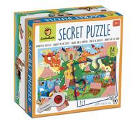 Ludattica - Secret puzzle Assalto al castello | Puzzle 24 pezzi con lente spia | bambini 3+ | Due giochi in uno | Dimensione 50 x 35cm | Made in Italy