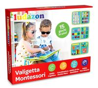 LUDAZON Valigetta Montessori: L'UNICA IN ITALIANO, Giochi Bambini 1 2 3 4 5 Anni, Busy Board da Viaggio, Quiet Book, Libro Sensoriale, Pannello Interattivo, Guarda Il Video