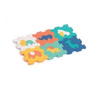 LUDI - Baby Lastre - Piccolo Tappetino educativo - Puzzle 2D e 3D, Motivi Animali, 6 Piccole lastre in Schiuma, 10 Elementi incassati - da 10 Mesi