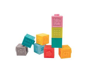 Ludi Cubi impilabili Giocattolo per Il risveglio, Set da 9 Pezzi, impilabili e Costruzioni in plastica Morbida, Sviluppo motricità, a Partire da 10 Mesi, 30043, Bianco