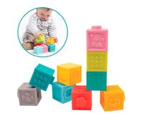 Ludi Cubi impilabili Giocattolo per Il risveglio, Set da 9 Pezzi, impilabili e Costruzioni in plastica Morbida, Sviluppo motricità, a Partire da 10 Mesi, 30043, Bianco