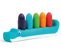 LUDI - Matite per Il Bagno - per disegnare sulle pareti - Cancellabili, Solide, Resistenti all'Acqua - a Partire da 10 Mesi - Destrezza, abilità motorie, immaginazione - 5 matite e Supporto