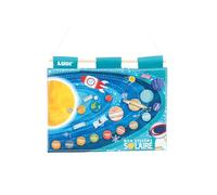 LUDI - Pannello sistema solare - per imparare ed esplorare l'universo - da 5 anni - 21 elementi rimovibili, 1 foglio educativo - Ricami fosforescenti - Tasca portaoggetti - 40 x 30 x 1 cm