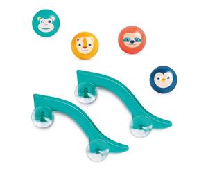 LUDI - Scivoli da Bagno XXL - Gioco d'Acqua modulabile con Ventose e 4 Palle galleggianti sonori - Percorso Acquatico evolutivo - da 10 Mesi