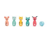 Ludi - Set di Birilli Morbidi per Neonati - dai 10 Mesi - 5 chiglie Animali Facili da Prendere in Mano + Sfera ergonomica - destrezza, Mira e coordinamento - Silenzioso e Leggero - 100% PVC, Lavabile