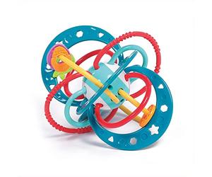 LUDI - Sonaglio Pianeta - Giocattoli per il risveglio del bambino - Da 3 mesi - Colori vivaci, diverse trame e forma originale - Sviluppa la capacità motoria fine e la destrezza