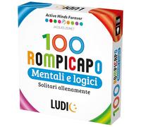 LUDIC - 100 Rompicapo Mentali e Logici- Solitario Allena-mente Per Ogni Età | Rompicapo con 100 schede e 10 Livelli di Difficoltà, Gioco in Solitario o in Gruppo, Idea Regalo Intelligente, Giochi Mentali