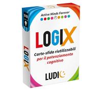 LUDIC - Cards LogiX - Carte-Sfida Riutilizzabili per il Potenziamento Cognitivo | Gioco di Logica con Enigmi ed Esercizi Mentali Progressivi, Gioco di Società per Tutte le Età, 10-99 Anni, Idea Regalo