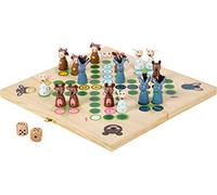 6257 Ludo Animali della Fattoria small foot in legno, gioco di società Ludo con animali come pedine di gioco, da 3 anni in poi