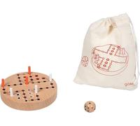 Ludo - Cubo classico per due viaggiatori, in legno, in sacchetto di cotone, diametro 9 cm