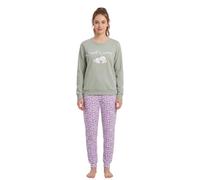 Ludor Vanuè - Pigiama Donna Invernale in Cotone Caldo Interlock 100% - Set da Notte Due Pezzi -