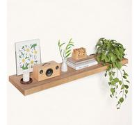LUDORU Ripiani galleggianti in rovere da 91,4 cm, profondità 25,4 cm, mensole galleggianti in legno rustico con bordo vivo, montaggio a parete, grande mensola galleggiante resistente per sotto la TV