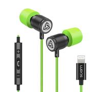 LUDOS Ultra - Auricolari con cavo per iPhone, con connettore Lightning, certificati Apple MFi, compatibili con 14 13 12 11 Pro Max X XS XR 8 7 Plus con controller microfono, colore: verde