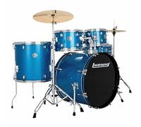 Ludwig Accent Drive - Batteria da 5 pezzi, colore: Blu (include hardware, trono, pedale, piatti, bacchette e chiave per batteria)