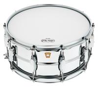 Ludwig LM402 - Tamburo rullante in alluminio cromato liscio, 6,5 x 14 cm, con alette imperiali e colino Supra Phonic
